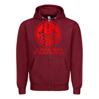 Burgundy iww injury one is injury to all front and back red zip hoodie Zipper Hoodie - linhVisuals