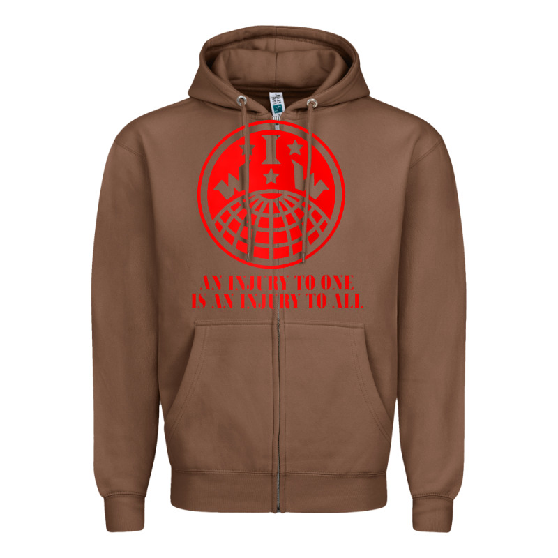 Iww Injury One Is Injury To All Front And Back Red Zip Hoodie Zipper Hoodie by linhVisuals | Teevron