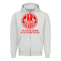 Dove Grey iww injury one is injury to all front and back red zip hoodie Zipper Hoodie - linhVisuals