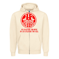 Sandshell iww injury one is injury to all front and back red zip hoodie Zipper Hoodie - linhVisuals