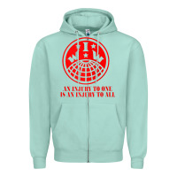 Seafoam iww injury one is injury to all front and back red zip hoodie Zipper Hoodie - linhVisuals
