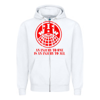 White iww injury one is injury to all front and back red zip hoodie Zipper Hoodie - linhVisuals