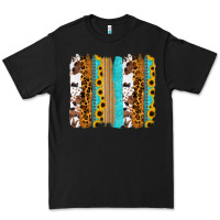 Black turquoise sunflowers cowhide leopard glitter background Premium Tee - RanaPortraitStore