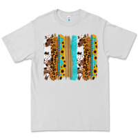 Dove Grey turquoise sunflowers cowhide leopard glitter background Premium Tee - RanaPortraitStore