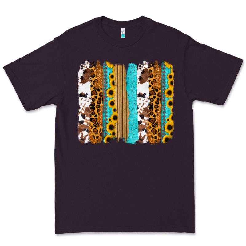 Turquoise Sunflowers Cowhide Leopard Glitter Background Premium Tee by RanaPortraitStore | Teevron