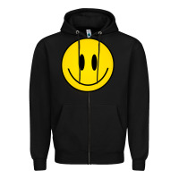 Black retro happy vibe smiley face happy face graphic sweatshirt Zipper Hoodie - linhVisuals