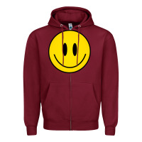 Burgundy retro happy vibe smiley face happy face graphic sweatshirt Zipper Hoodie - linhVisuals