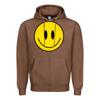 Chestnut retro happy vibe smiley face happy face graphic sweatshirt Zipper Hoodie - linhVisuals