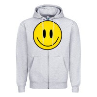Heather Grey retro happy vibe smiley face happy face graphic sweatshirt Zipper Hoodie - linhVisuals