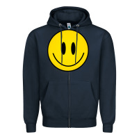 Navy retro happy vibe smiley face happy face graphic sweatshirt Zipper Hoodie - linhVisuals