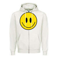 Oatmeal Heather retro happy vibe smiley face happy face graphic sweatshirt Zipper Hoodie - linhVisuals