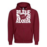 Burgundy vintage live aloha state hawaiian islands shaka hawaii maui pullover h Zipper Hoodie - linhVisuals