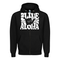 Black vintage live aloha state hawaiian islands shaka hawaii maui pullover h Zipper Hoodie - linhVisuals