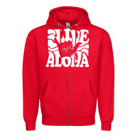 Red vintage live aloha state hawaiian islands shaka hawaii maui pullover h Zipper Hoodie - linhVisuals