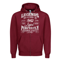 Burgundy legends were born in 1942 year of birth birthday t shirt Zipper Hoodie - linhVisuals