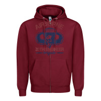 Burgundy the engineers of 20th brigade t shirt Zipper Hoodie - linhVisuals