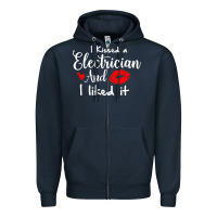 Navy i kissed an electrician and i liked it for girlfriend wife pullover ho Zipper Hoodie - linhVisuals
