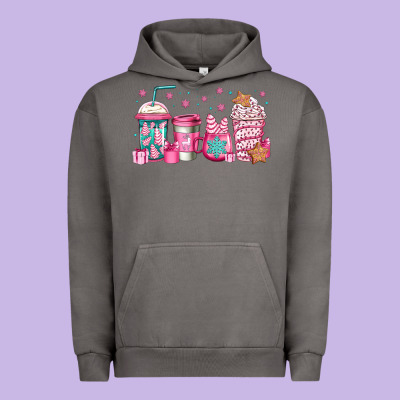 Pink Christmas Coffee Urban Hoodie Designed By Jasminsmagicworld