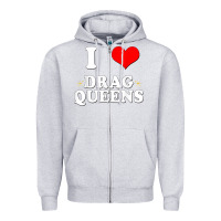 Heather Grey i love drag queens  i heart drag queens t shirt Zipper Hoodie - linhVisuals