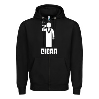 Black cigar smoker Zipper Hoodie - linhVisuals