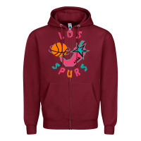 Burgundy Los Spurs Zipper Hoodie - linhVisuals