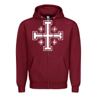Burgundy crusader cross of jerusalem knights templa Zipper Hoodie - linhVisuals
