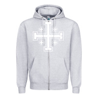 Heather Grey crusader cross of jerusalem knights templa Zipper Hoodie - linhVisuals