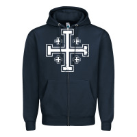 Navy crusader cross of jerusalem knights templa Zipper Hoodie - linhVisuals