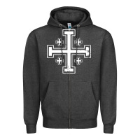Charcoal Heather crusader cross of jerusalem knights templa Zipper Hoodie - linhVisuals