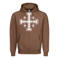 Chestnut crusader cross of jerusalem knights templa Zipper Hoodie - linhVisuals