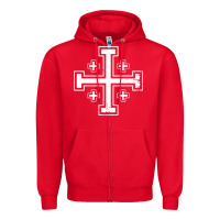 Red crusader cross of jerusalem knights templa Zipper Hoodie - linhVisuals