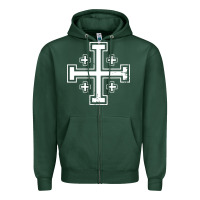 Sports Green crusader cross of jerusalem knights templa Zipper Hoodie - linhVisuals