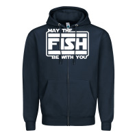 Navy May The Fish Be With You Fishing3 Zipper Hoodie - linhVisuals
