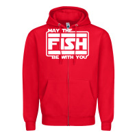 Red May The Fish Be With You Fishing3 Zipper Hoodie - linhVisuals