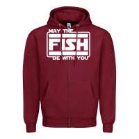 Burgundy May The Fish Be With You Fishing3 Zipper Hoodie - linhVisuals