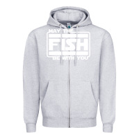 Heather Grey May The Fish Be With You Fishing3 Zipper Hoodie - linhVisuals