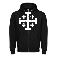 Black crusader cross of jerusalem Zipper Hoodie - linhVisuals