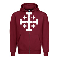 Burgundy crusader cross of jerusalem Zipper Hoodie - linhVisuals