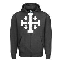 Charcoal Heather crusader cross of jerusalem Zipper Hoodie - linhVisuals