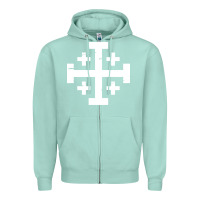 Seafoam crusader cross of jerusalem Zipper Hoodie - linhVisuals
