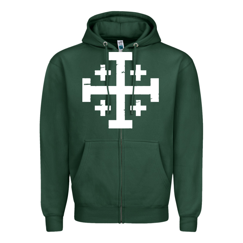 Crusader Cross Of Jerusalem Zipper Hoodie by linhVisuals | Teevron