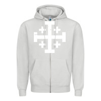 Dove Grey crusader cross of jerusalem Zipper Hoodie - linhVisuals