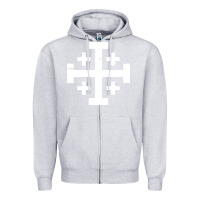 Heather Grey crusader cross of jerusalem Zipper Hoodie - linhVisuals
