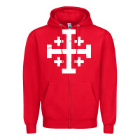 Red crusader cross of jerusalem Zipper Hoodie - linhVisuals