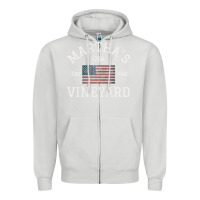Dove Grey martha's vineyard massachusetts american flag usa vintage pullover hoo Zipper Hoodie - linhVisuals