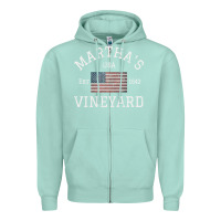 Seafoam martha's vineyard massachusetts american flag usa vintage pullover hoo Zipper Hoodie - linhVisuals