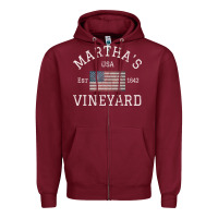 Burgundy martha's vineyard massachusetts american flag usa vintage pullover hoo Zipper Hoodie - linhVisuals