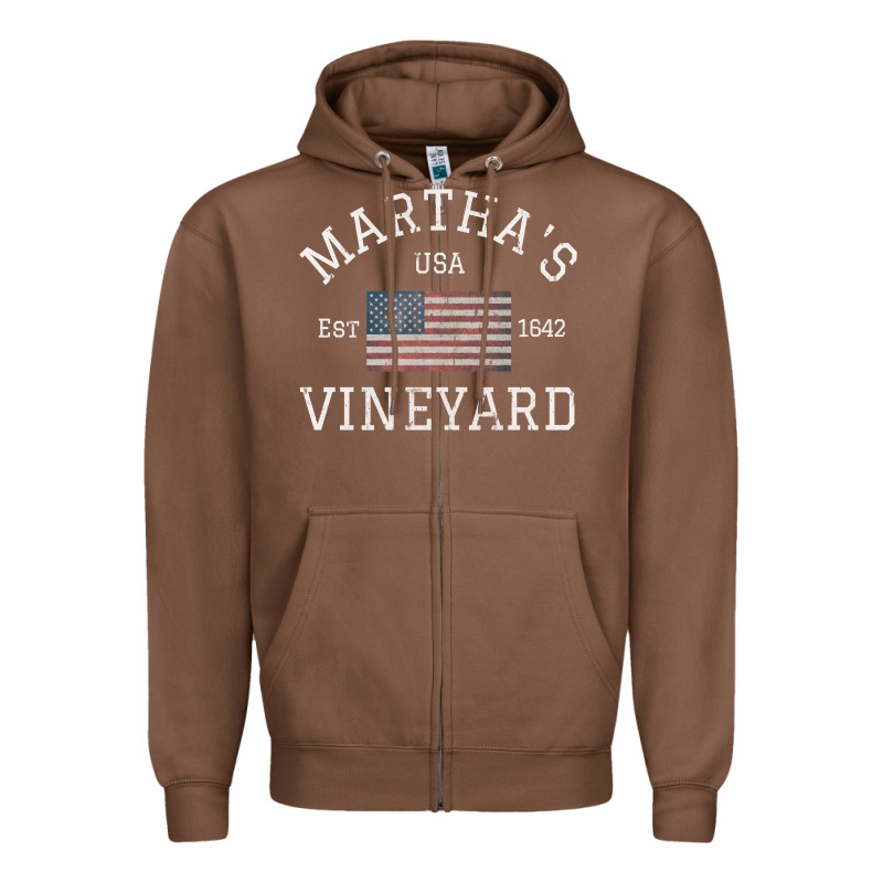 Martha's Vineyard Massachusetts American Flag Usa Vintage Pullover Hoo Zipper Hoodie by linhVisuals | Teevron