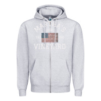 Heather Grey martha's vineyard massachusetts american flag usa vintage pullover hoo Zipper Hoodie - linhVisuals