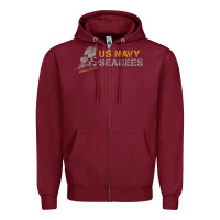 Burgundy us navy seabees we build, we fight us navy sweatshirt Zipper Hoodie - linhVisuals